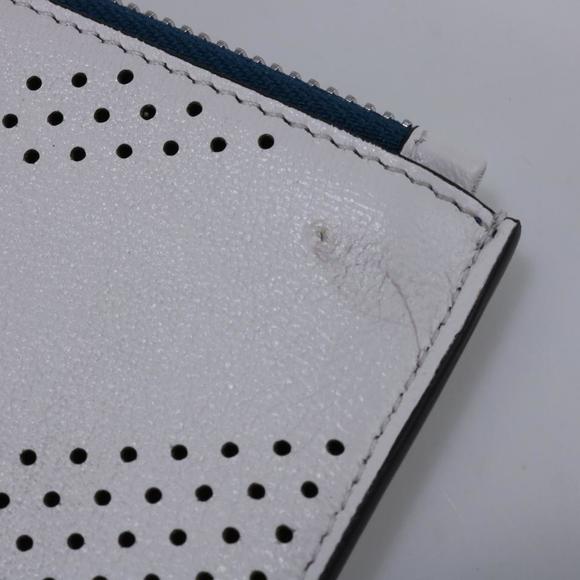 Givenchy White Perforated Logo Medium Zip Pouch Clutch C277 - Picture 4 of 12